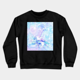 Old car in pink and blue space Crewneck Sweatshirt